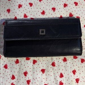 Lodis Trifold Black Leather Checkbook Clutch Wallet EUC Please see pictures
